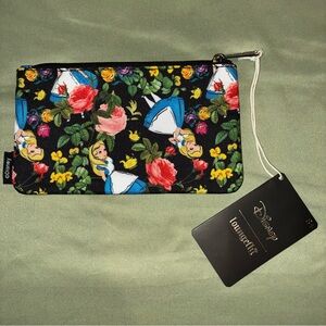 Loungefly Black Floral Pouch with Alice Design